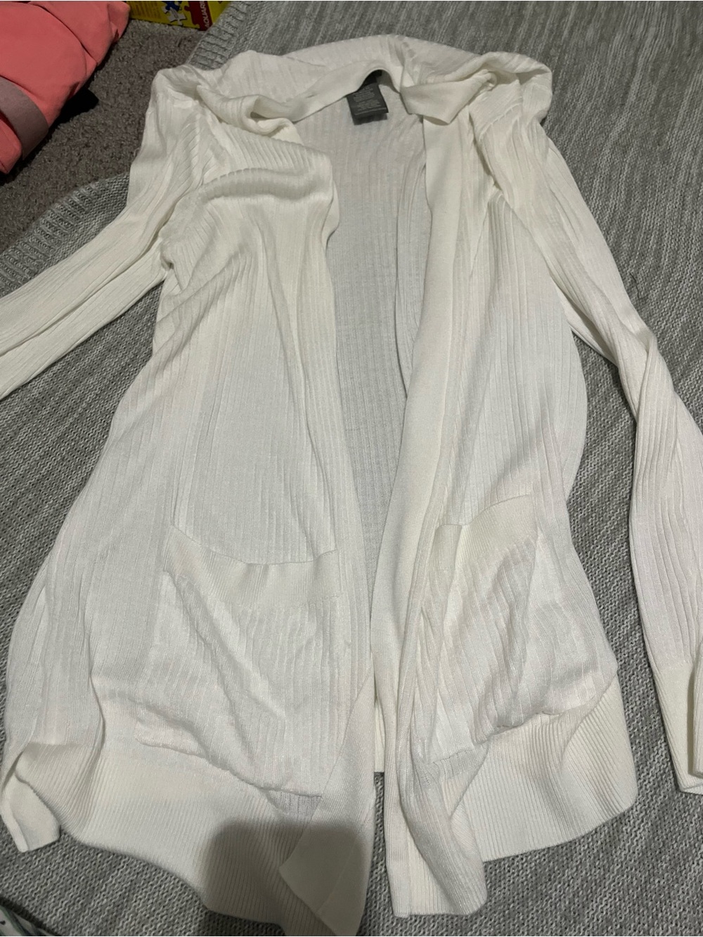 Matty M Cream Open-Front Lightweight Cardigan